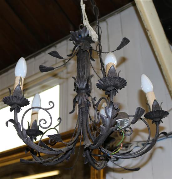 Wrought iron 5 light chandelier